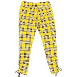 NWT Mlle Gabrielle Women’s Yellow Red Plaid Pull-on Leggings 2X